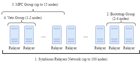 The Symbiosis relayer network divided by groups.
